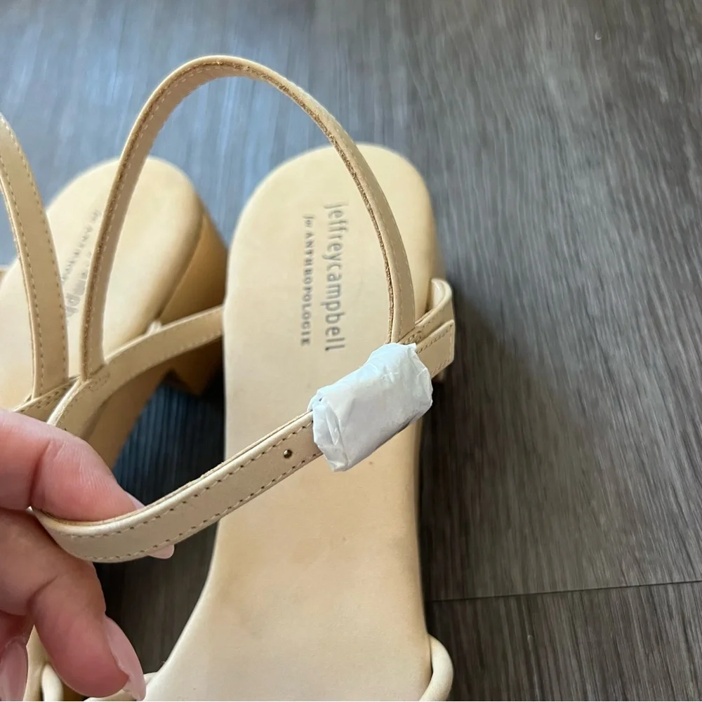 NEW Jeffrey Campbell x Anthropologie Tan Lorelai Block Heel Women's 9.5 Shoe